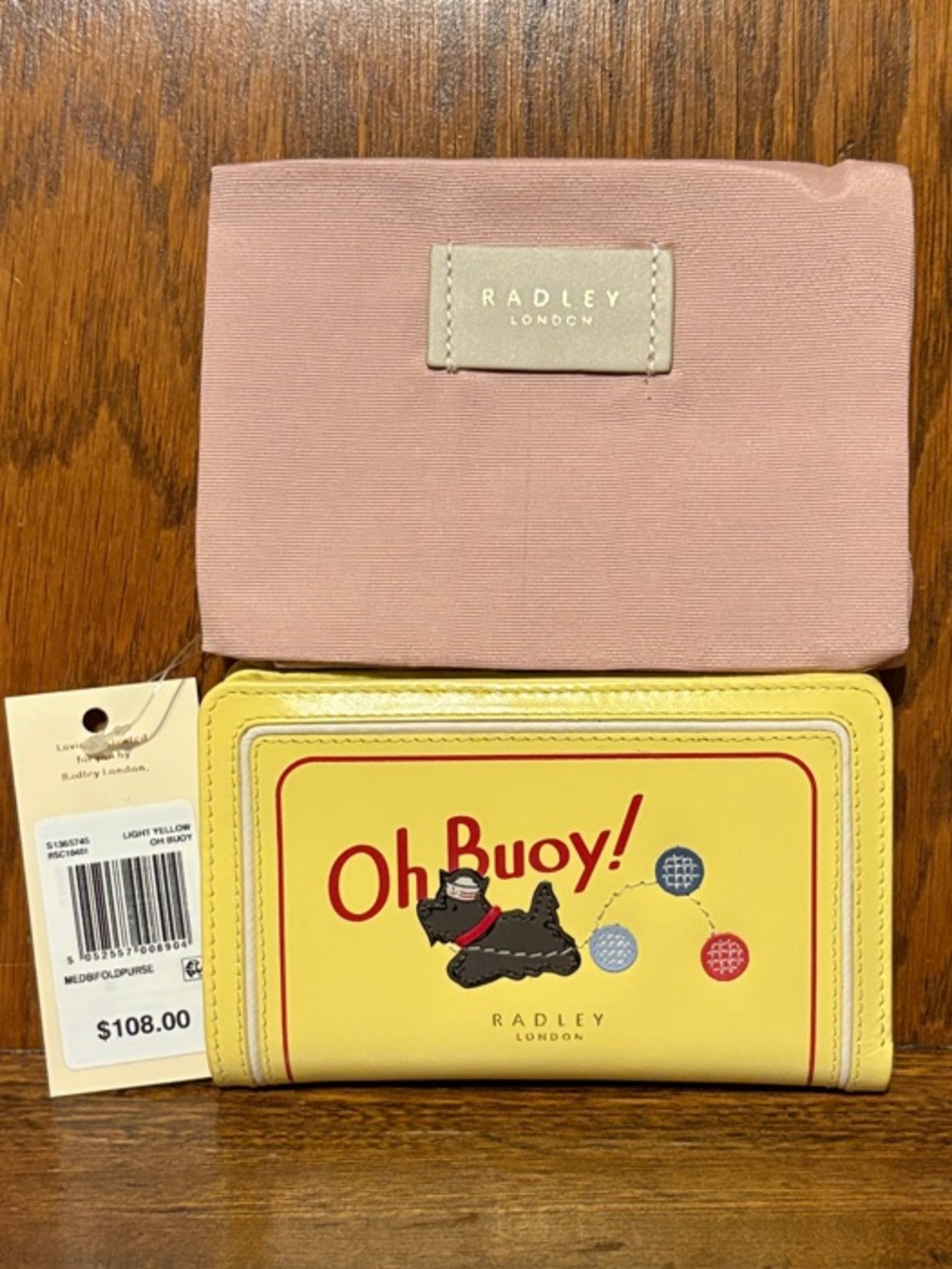 NWT-Radley London-Oh Buoy π Medium Bifold Wallet-Light Yellow-$108 - Picture 12 of 16
